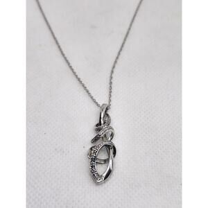 Diamond Accent And 925 Sterling Swirl Ribbon Infinity Pendant Necklace 17"